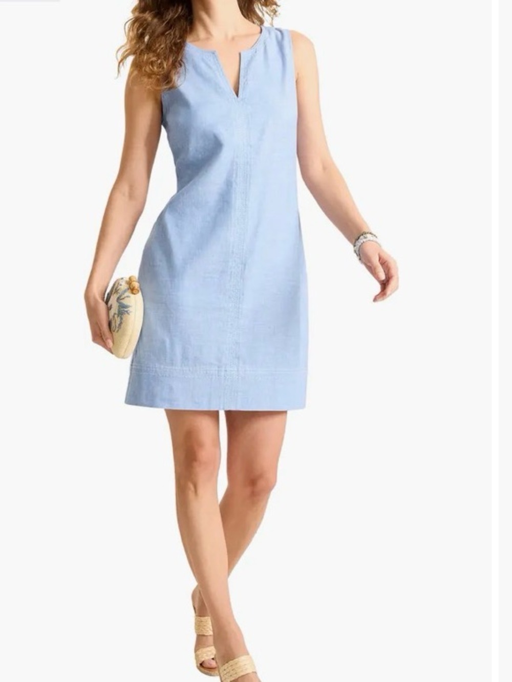 Tommy Bahama Palm-A-Dora Split Neck Sheath Dress - Buccaneer Blue